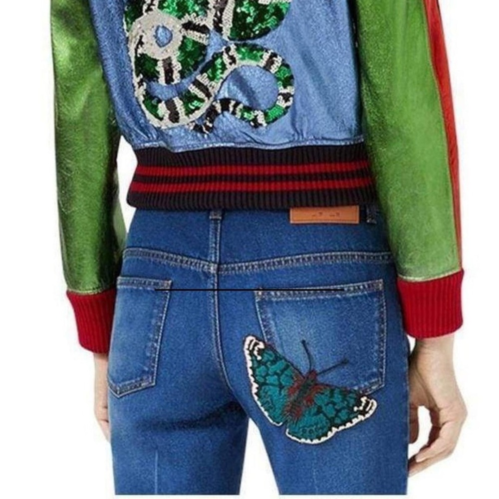 Gucci flare butterfly bee jeans sz 25